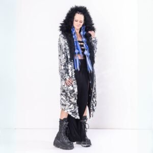 Custom Sequin and Faux Fur Coat