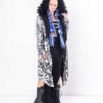 Silver Sequin and Faux Fur Coat (Sample)